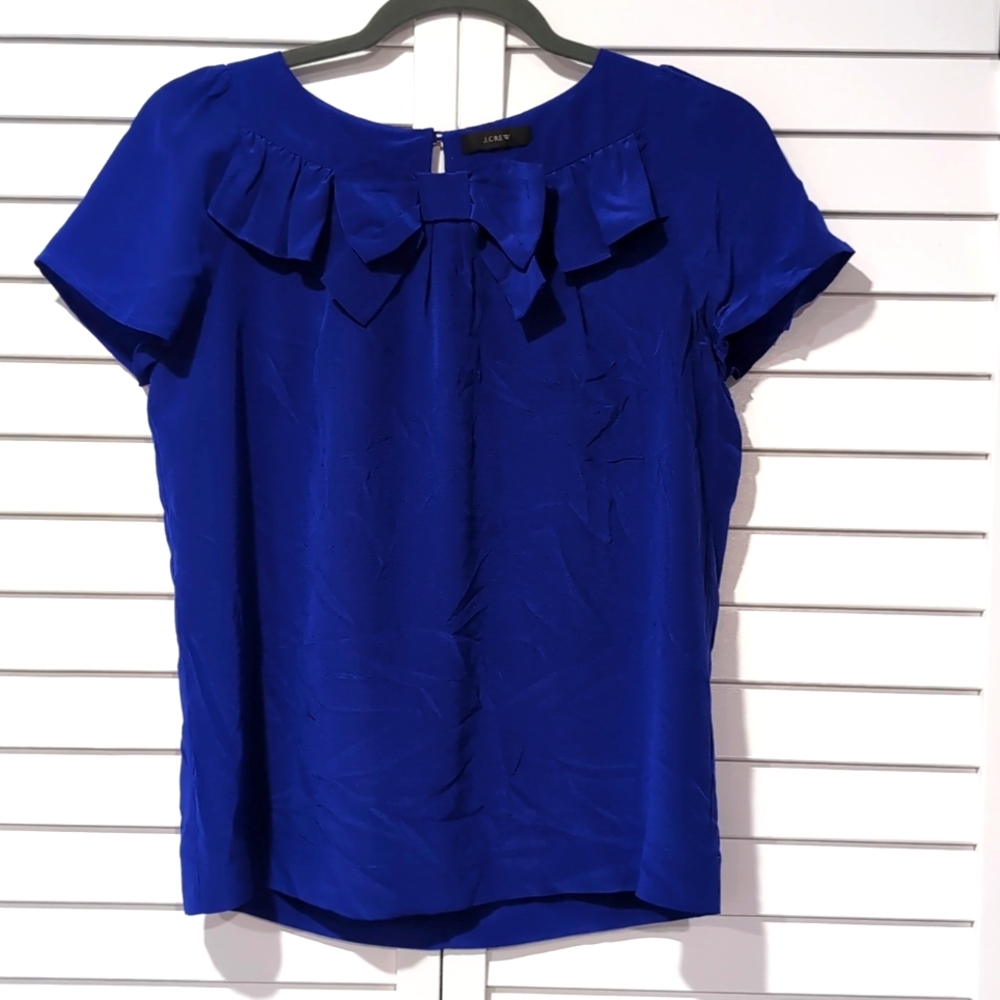 J. Crew Short Sleeve Silk Blouse, Size Small
